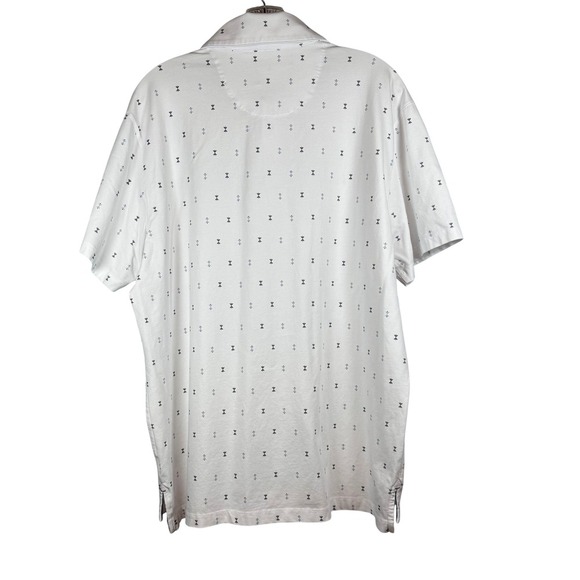 Hickey Freeman New York Golf Polo, White All Over Geometric Pattern, Size XL - Picture 2 of 8